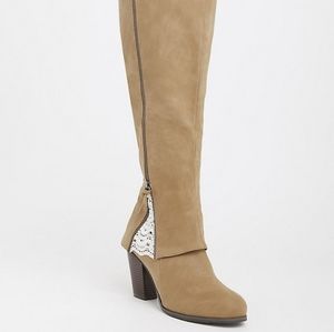 Torrid Tan Peekaboo Crochet Knee Boot